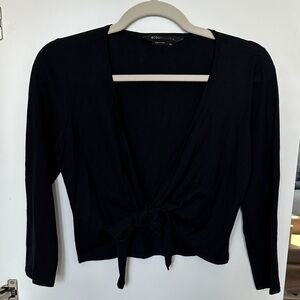 BCBGMaxAzria Black Tie-Front Cropped Cardigan